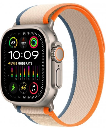 Apple Watch Ultra 2 GPS + Cellular 49mm Titanium Case with Orange/Beige Trail Loop - S/M (MRF13)