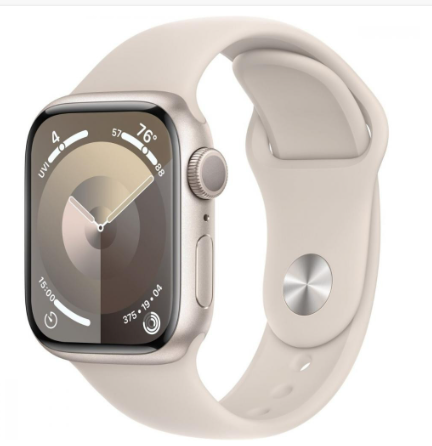 Apple Watch Series 9 GPS 41mm Starlight Aluminum Case with Starlight Sport Band - S/M (MR8T3)