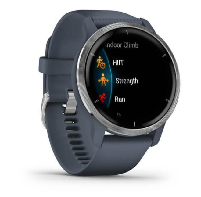 Смарт-годинник Garmin Venu 2 Silver Bezel with Granite Blue Case and Silicone Band (010-02430-10/00)