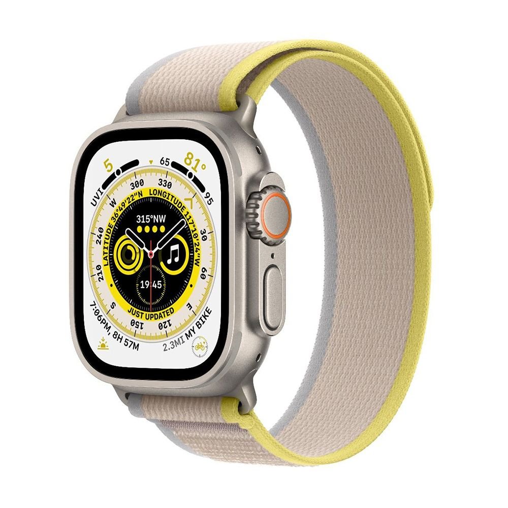 Apple Watch Ultra GPS + Cellular 49mm Titanium Case with Yellow/Beige Trail Loop - M/L (MQF23/MQFU3)