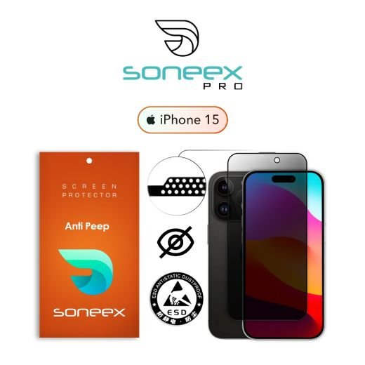Защитное стекло Soneex для iPhone 15 Pro Max Anti Peep
