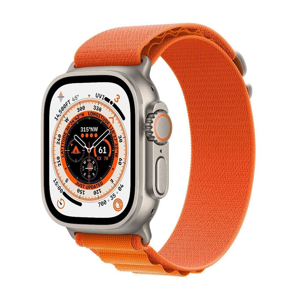 Apple Watch Ultra GPS + Cellular 49mm Titanium Case with Orange Alpine Loop - Small (MNHA3/MNHH3)
