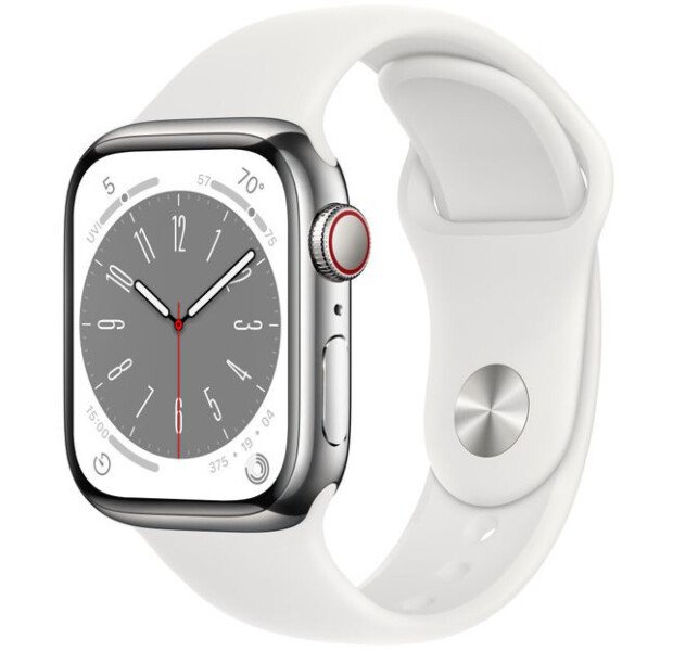 Watch Series 8 GPS 45mm Silver Aluminum Case with White S. Band (MP6N3)
